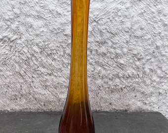 LE Smith Simplicity Amber Swung Glass Vase 4103 6 Petal