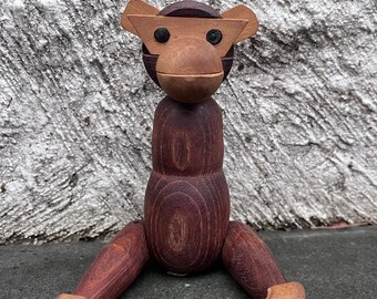 Vintage Viking Monkey Articulated Toy Japan Mid Century Modern Bojesen Style