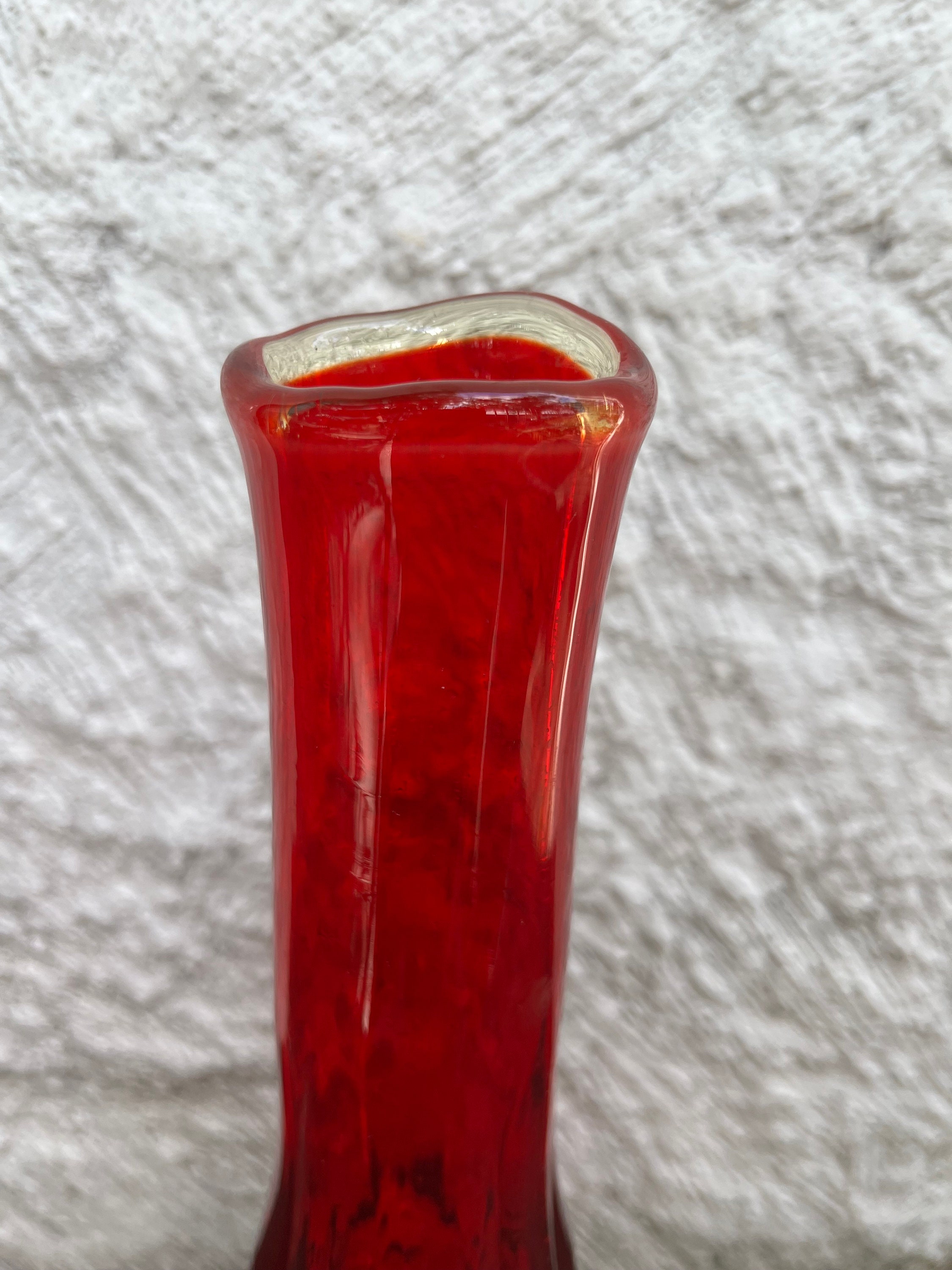 Kanawha Swung Glass Vase Amberina Red Yellow Vintage Etsy