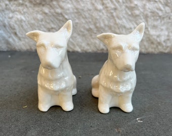 Pair of Scottish Terrier Porcelain Figurines Belleek, Ireland Mid Century