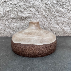 Alvino Bagni Raymor Low Vase Cream Brown Glaze Italy Bitossi Aldo Londi