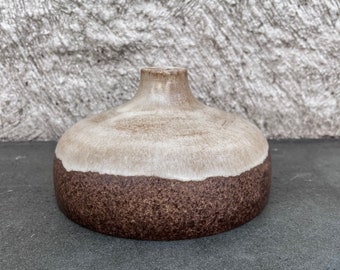 Alvino Bagni Raymor Low Vase Cream Brown Glaze Italy Bitossi Aldo Londi