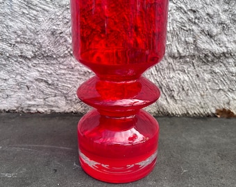 Tamara Aladin Riihimaki Lasi Oy Red Glass Vase Finland