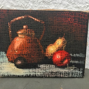 Vintage Still Life Oil on Canvas Luer Italy
