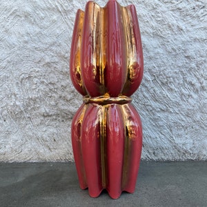Vintage Sicas Sesto Fiorentino Pink Gold Luster Glaze Vase