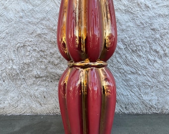 Vintage Sicas Sesto Fiorentino Pink Gold Luster Glaze Vase