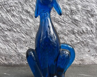 Figurine vintage Viking en verre Epic Dog Bluenique Blue des années 1960 20 cm (8 po.)