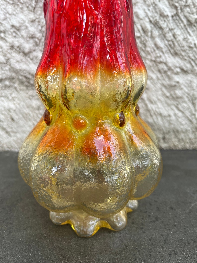 Kanawha Swung Glass Vase Amberina Red Yellow Vintage Etsy