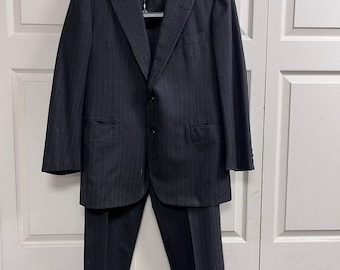 Vintage Burberrys’ Georgetown University Black Pin Stripe Wool Suit 42R 32W