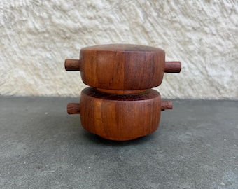Vintage Fine Teak Wood Peppermill Salt Shaker Pepper Mill Dan Droz