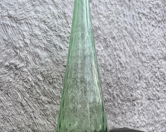 Empoli Italy Green Genie Optic Art Glass Decanter 18 1/2"