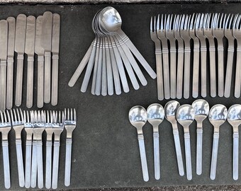 Sasaki Vignelli Design RIGADIN Stainless Flatware Set 55 Pcs Set Postmodern