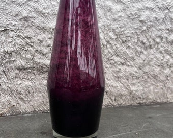 Riihimaki Lasi Tapered Amethyst Purple Glass Vase Scandinavian Danish Modern