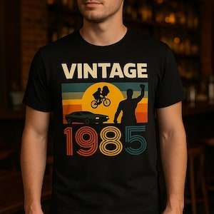 Vintage 1985 T-Shirt E.T., Back to the Future, Rocky IV | Retro 80s Movie Mashup Tee | Classic 80s Film Buff Gift