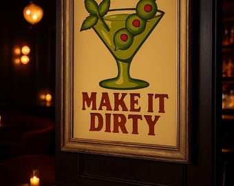 Make It Dirty Martini-tryck: Retro cocktailbarkonst (digital nedladdning)