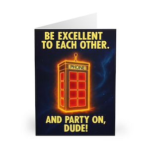 Bill & Ted Inspired Greeting Card Set | Retro 80s Party Wishes | Fun Movie Fan | Birthday Cards | Awesome Adventure
