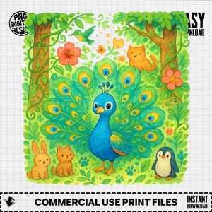 Baby Peacock Clipart, Cute Baby Animal Clipart, Baby Nursery Clipart, Jungle Friends, Baby Shower Clipart, Baby Peacock Png