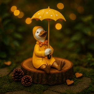 Estatua de pato para jardín con sombrilla, linda decoración de pato de resina para patio o hogar, resistente a la intemperie, adorno de pájaro para exteriores, idea de regalo, decoración encantadora