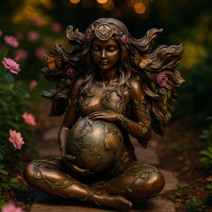 Goddess Gaia statue mother earth figurine butterfly Gaia sculpture spiritual nature gift earthy home altar decor sacred feminine ornament