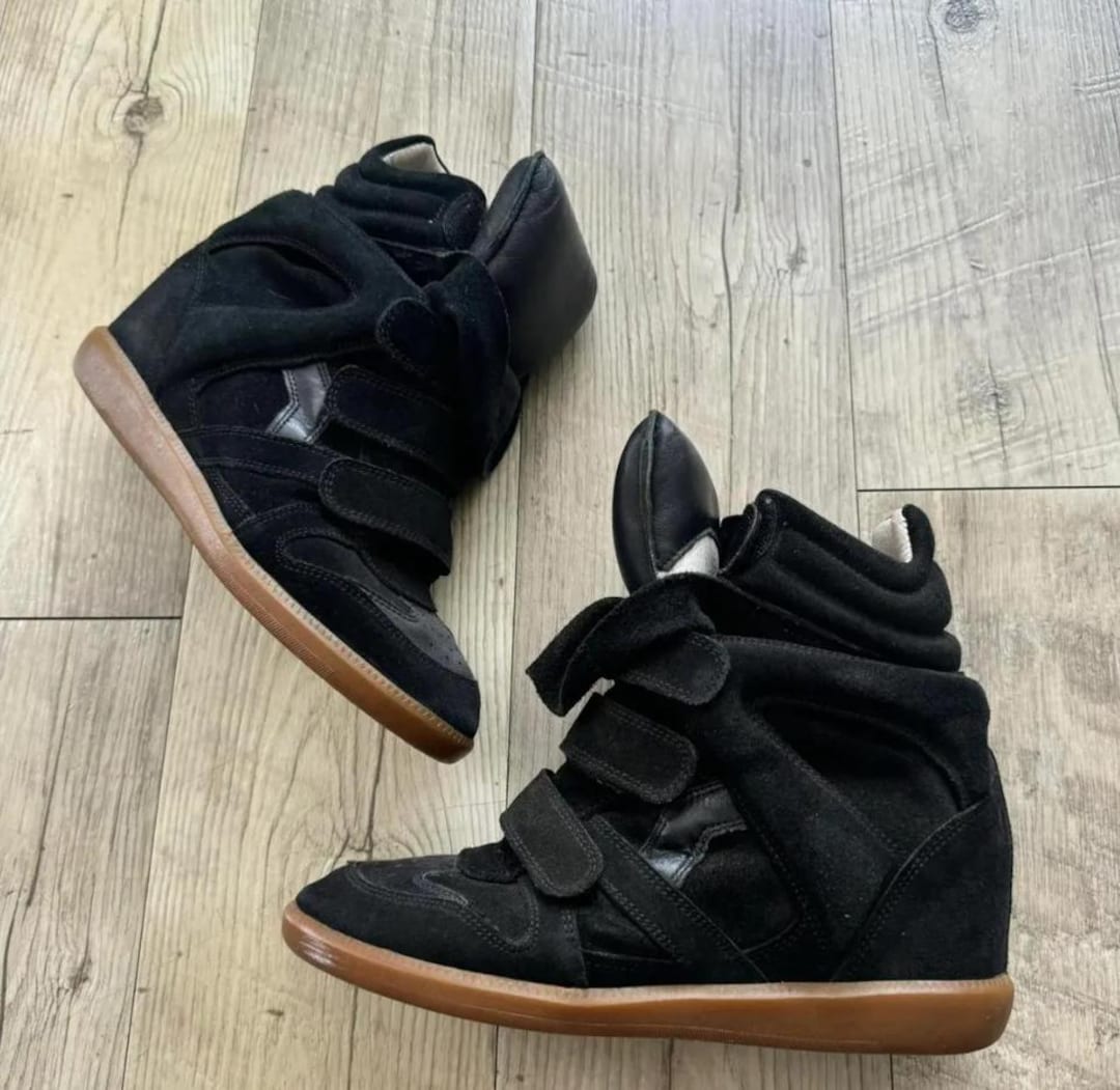 Isabel Marant Bekket Wedge Sneakers Black Leather Etsy