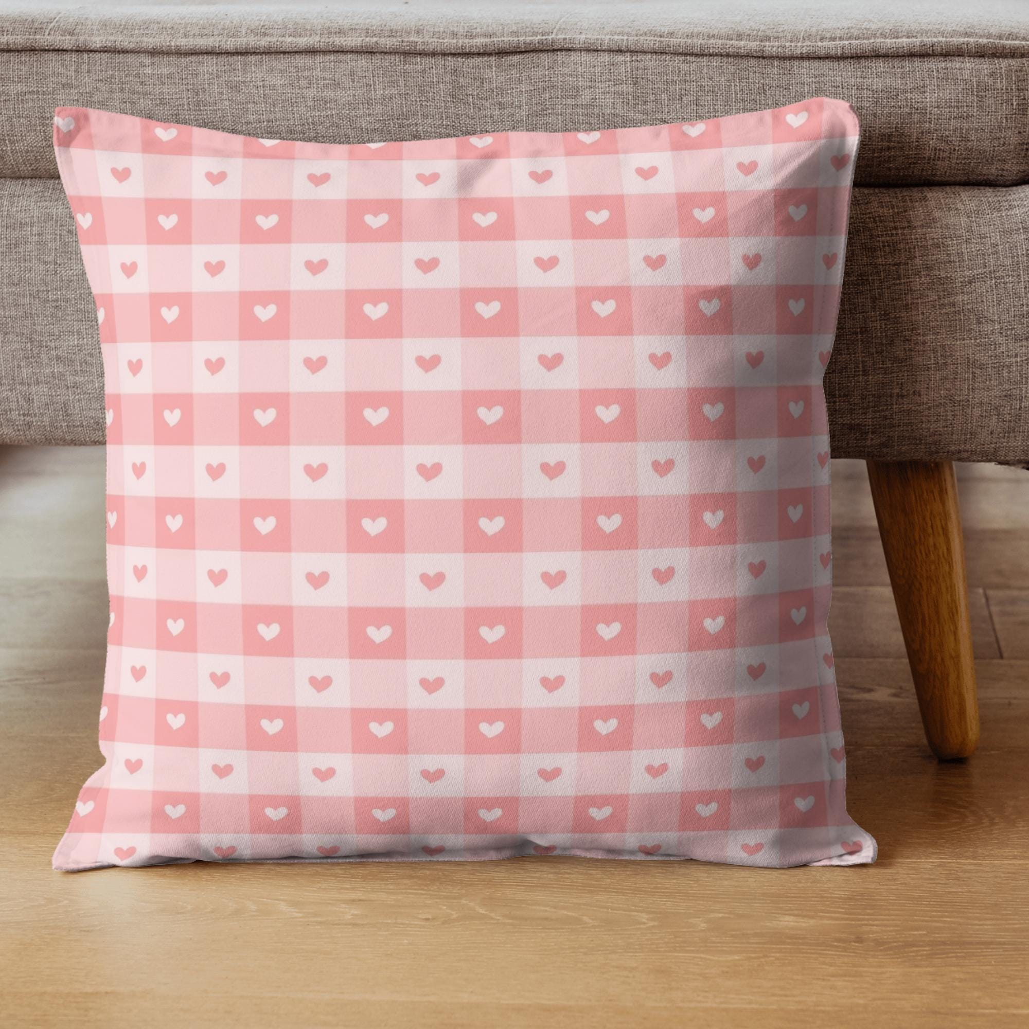 Pink Gingham Heart Seamless Pattern: Valentine's Day Digital Paper (PNG ...