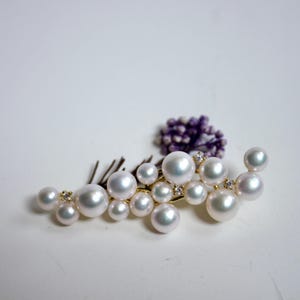 Real Pearl Cluster Pin with 15 Real Freshwater Pearls Gold | Handmade Brooch with Gems | Gift-Ready in Pink Box, Limited Edition