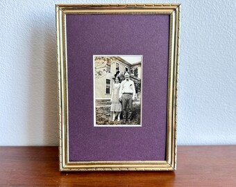 Vintage Framed Black and White Couple Portrait – Small Found Photograph Decor