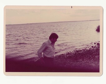 1970s Man by the Water Photo: Vintage Coastal Snapshot