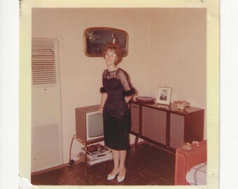 1960s Woman in Lace Dress Photo: Mid-Century Modern Home Decor