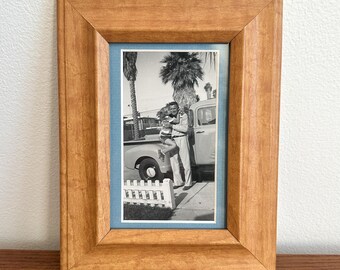 Vintage Framed Black and White Father Child Photo, Nostalgic Wall Art