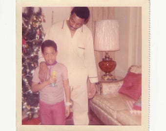 1960s Father and Son Christmas Photo | Vintage Holiday Decor