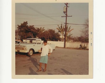 1968 Vintage Snapshot | African American Woman, Tropical Street Scene