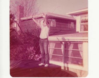 1974 Backyard Moment | Found Vintage Photo | 1970s Suburban Snapshot | Wall Art for Collecting Framing Gifting