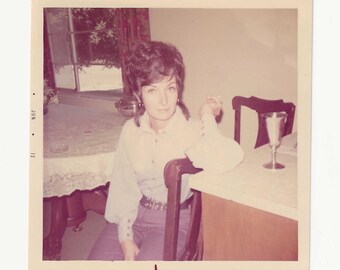 1972 Vintage Woman at Kitchen Counter Photo: Retro Glamour Decor