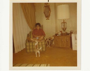 Vintage Mid-Century Photo | Man with Dog, Kodak Paper