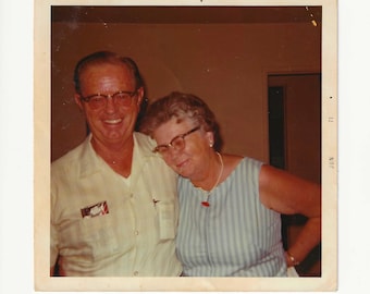 1971 Vintage Photo: Elderly Couple Hugging - Sweet Found Moment