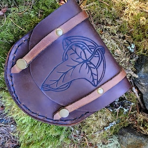Leather Belt Pouch - Dark Brown Lorien Leaf Belt Bag