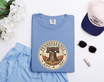 Pennsylvania Vintage State Shirt | Retro Liberty Bell Tee | Classic Keystone State Scenic Design