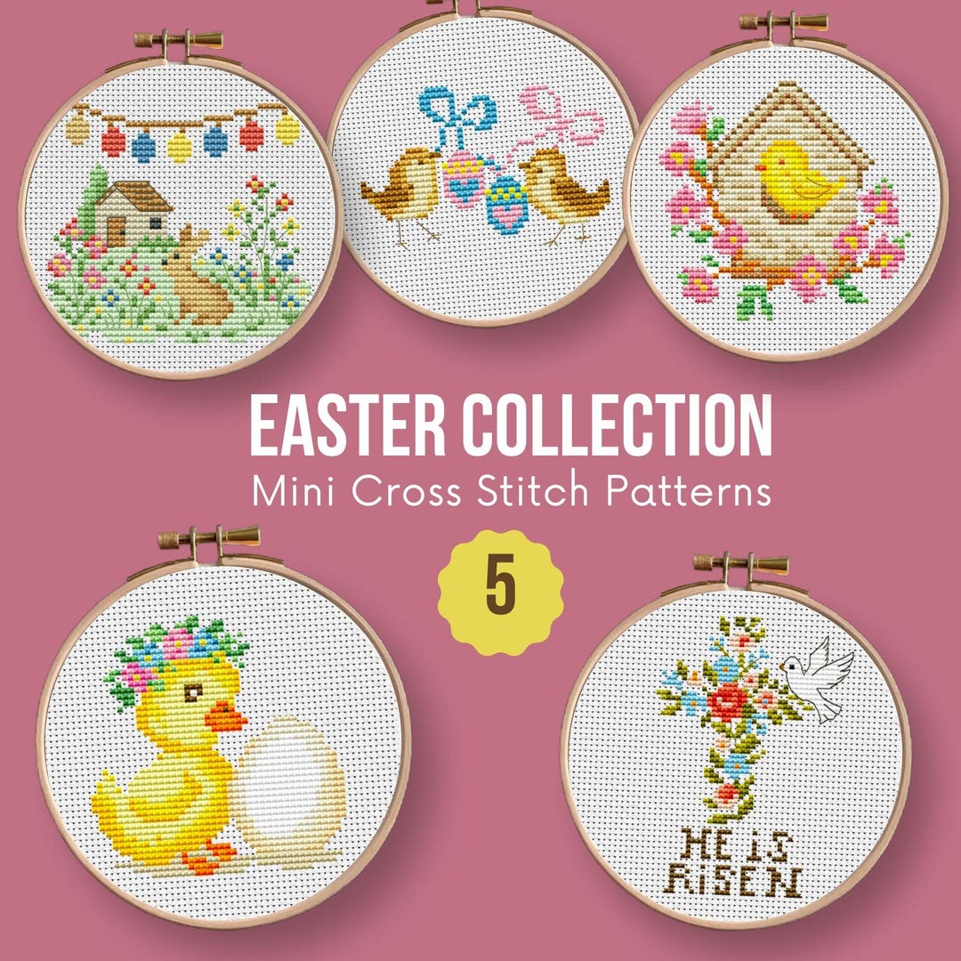 Easter Cross Stitch Patterns, Spring Designs Set of 12 (PDF Pattern ...
