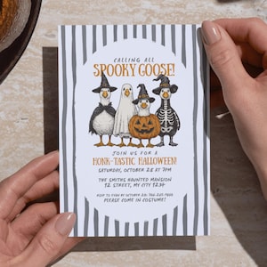 Spooky Goose Halloween Party Invitation - Editable Halloween Digital Invite, Evite | Instant Download