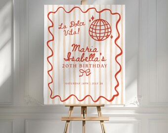 La Dolce Vita Birthday Sign Italian Dinner Party Decoration 3 Sizes Canva Editable Instant Digital Download Decor
