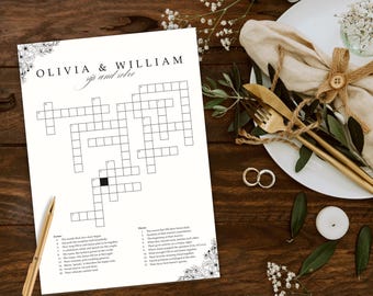 Wedding Crossword Puzzle Template: Sip & Solve Table Game (PDF Download)