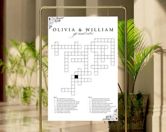 Custom Wedding Crossword Puzzle Template: Sip & Solve Game (PDF Download)