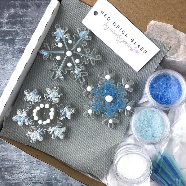 Make at home fused glass kit, Glass snowflake decoration, Craft kit for adults, Christmas craft kit, Make your own kit, Craft kit UK