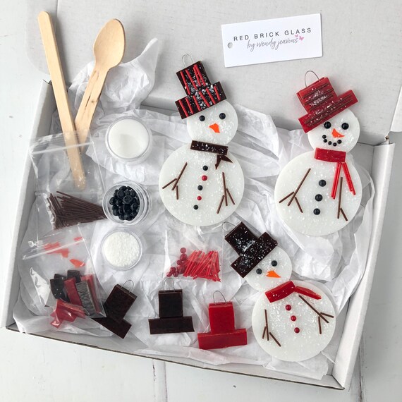 Download Make At Home Fused Glass Kit Snowmen Christmas Decorations Etsy PSD Mockup Templates