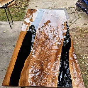 Handcrafted Black Epoxy River Table | Live Edge Acacia Dining Table | Custom Resin Table | Modern Wood & Epoxy Furniture | Conference Table