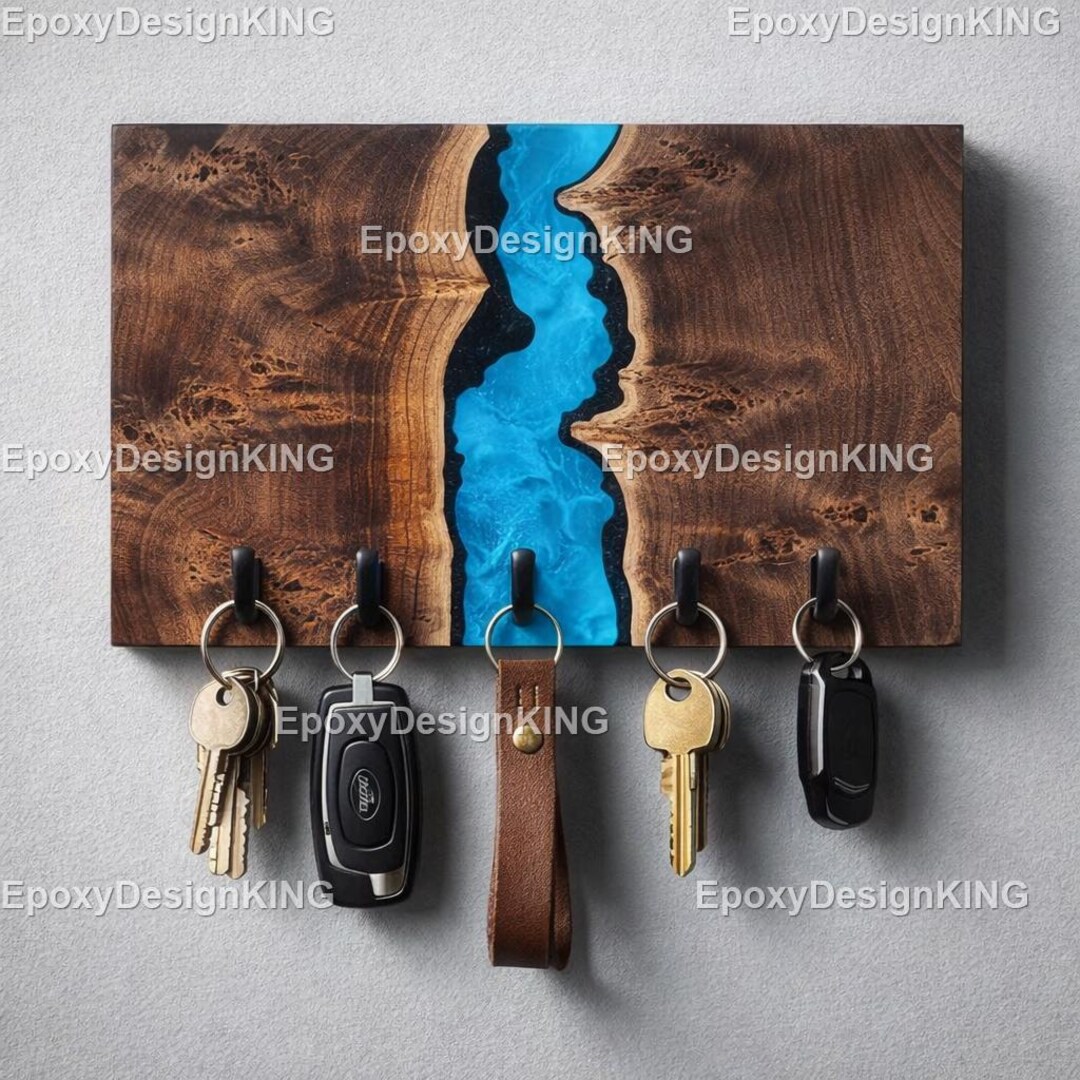 Live Edge Walnut Epoxy Key Holder Handcrafted Epoxy River Key Holder ...