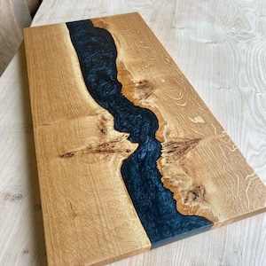 Schwarze Epoxy Tabletop Nur | Galaxy Harz Fluss Tischplatte | Live Edge Akazienholz | Benutzerdefinierte Handmade Epoxy Tisch | Moderne Möbel aus Resin