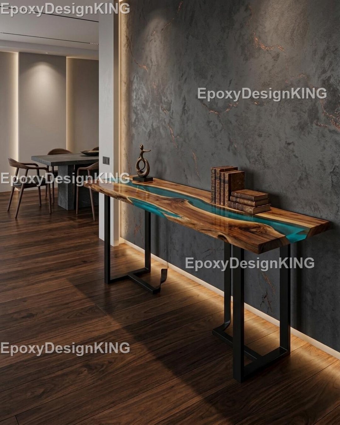 Live Edge Wood Epoxy River Console Table – Turquoise Resin Table ...