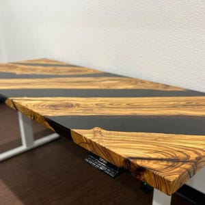 Black Epoxy River Table | Live Edge Wood Desk | Modern Resin Office Table | Custom Handmade Epoxy Furniture | Standing Desk , Epoxy tabletop